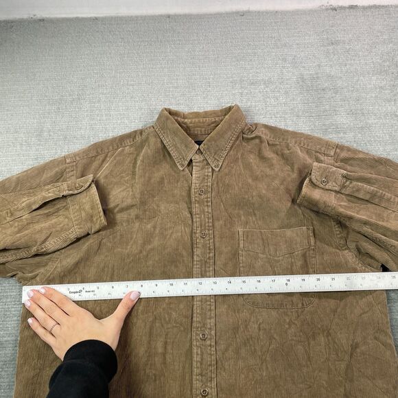 Y2K Abercrombie & Fitch Button Down Shirt Men M Corduroy Shacket Brown Oversized - Picture 8 of 11